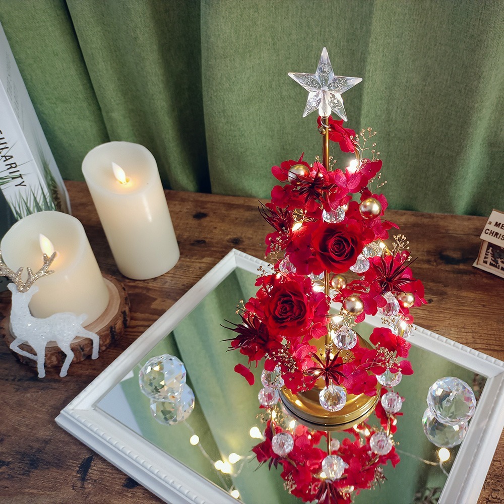 【KIRA與花花藝】聖誕獻禮．水晶LED燈永生花聖誕樹/聖誕紅/聖誕禮物/聖誕節/交換禮物/聖誕樹-細節圖6