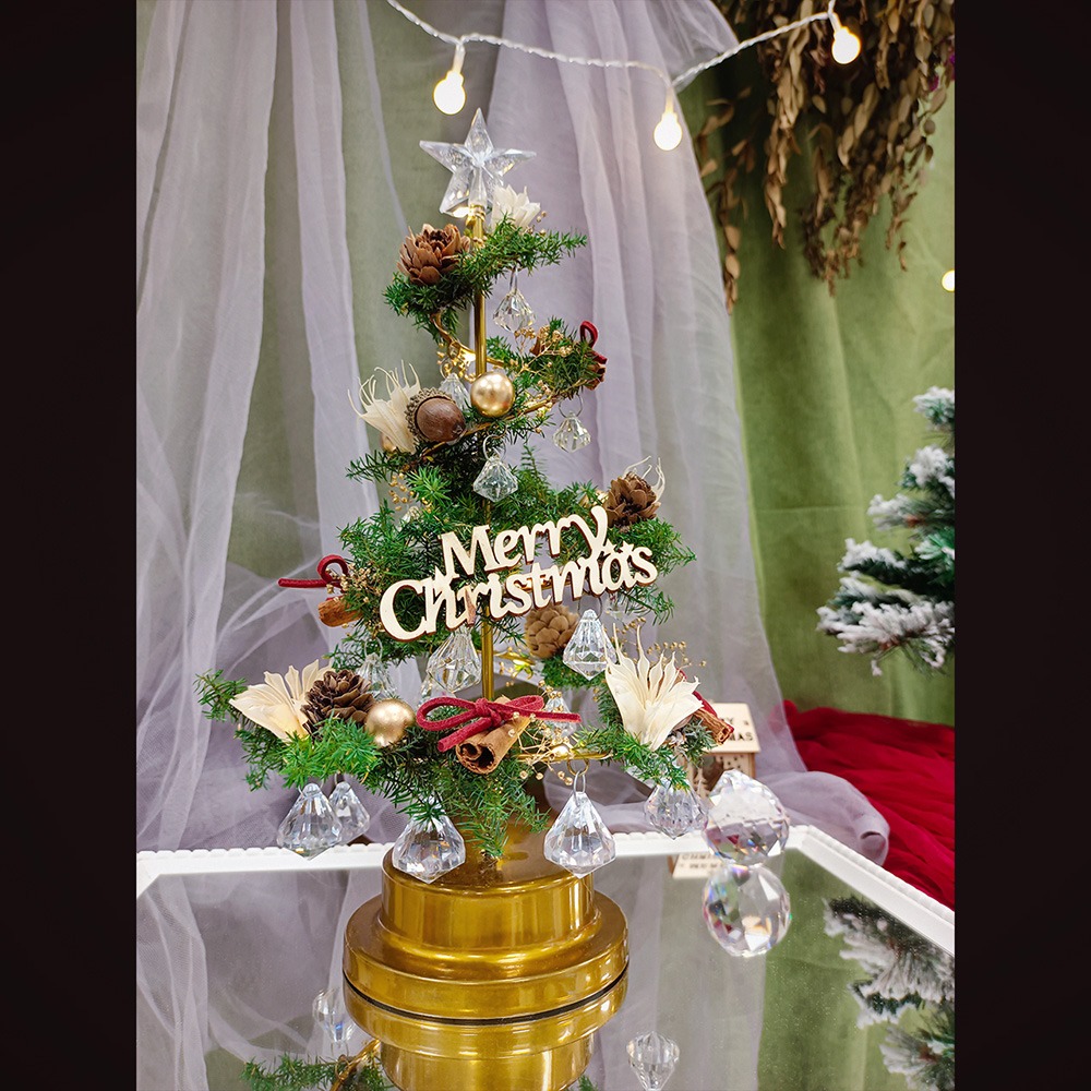 【KIRA與花花藝】聖誕獻禮．水晶LED燈永生花聖誕樹/雪松綠/聖誕禮物/聖誕節/交換禮物/聖誕樹-細節圖6