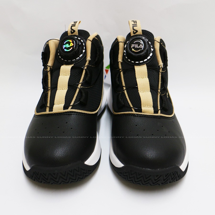 FILA 大童籃球鞋  BOA 旋鈕 免綁鞋帶  運動鞋  3-B801Z-088 黑金-細節圖2