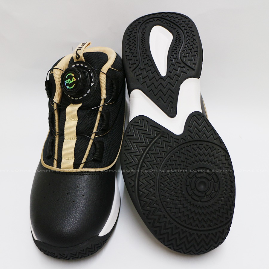 FILA 大童籃球鞋  BOA 旋鈕 免綁鞋帶  運動鞋  3-B801Z-088 黑金-細節圖8