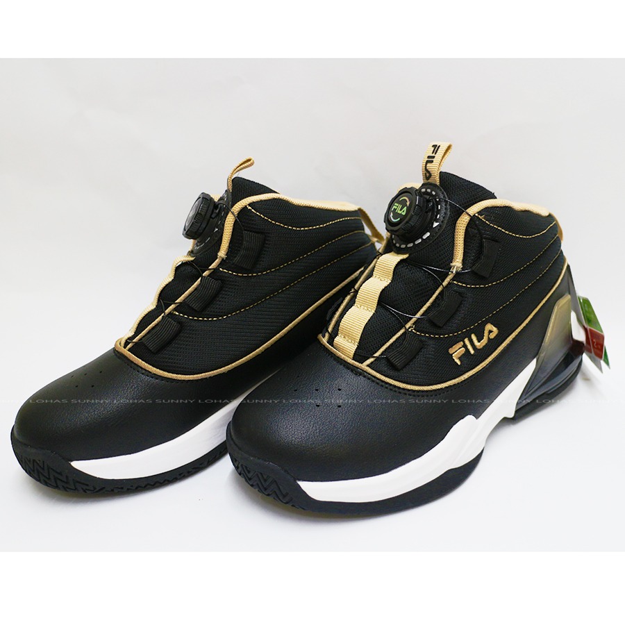 FILA 大童籃球鞋  BOA 旋鈕 免綁鞋帶  運動鞋  3-B801Z-088 黑金-細節圖10