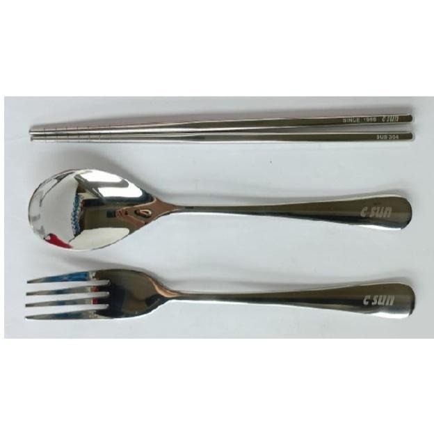 💥附收納袋💥環保餐具 304不鏽鋼三件組 志聖股東會紀念品-細節圖2