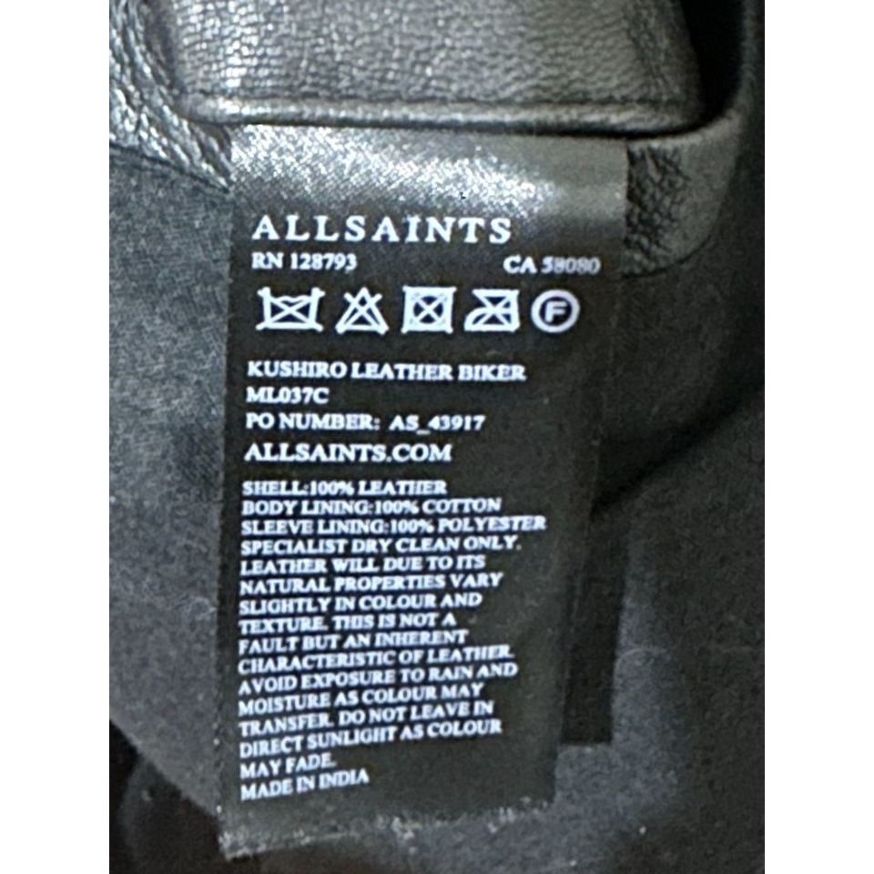 Allsaints Kushiro Leather Biker Jacket xs 男款 雙北可面交-細節圖4