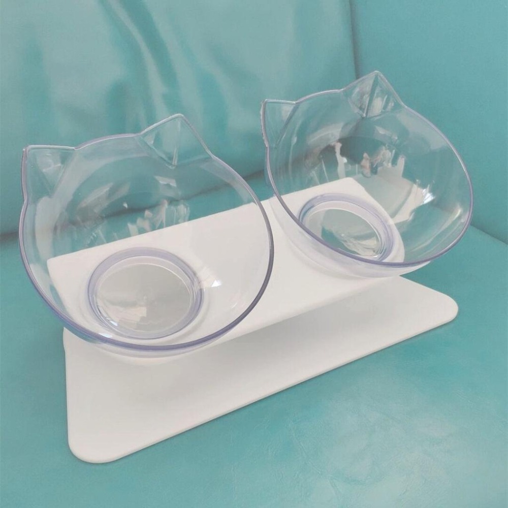 【台灣现货】護頸雙用貓狗碗雙碗/自動飲水/貓咪用品/貓碗/貓食盆/寵物碗/雙碗塑料-細節圖2