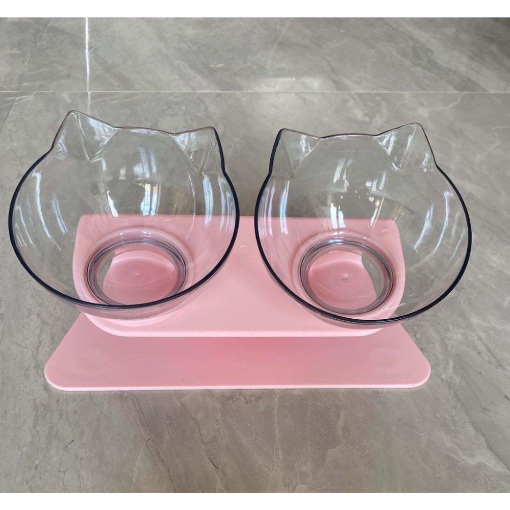 【台灣现货】護頸雙用貓狗碗雙碗/自動飲水/貓咪用品/貓碗/貓食盆/寵物碗/雙碗塑料-細節圖3