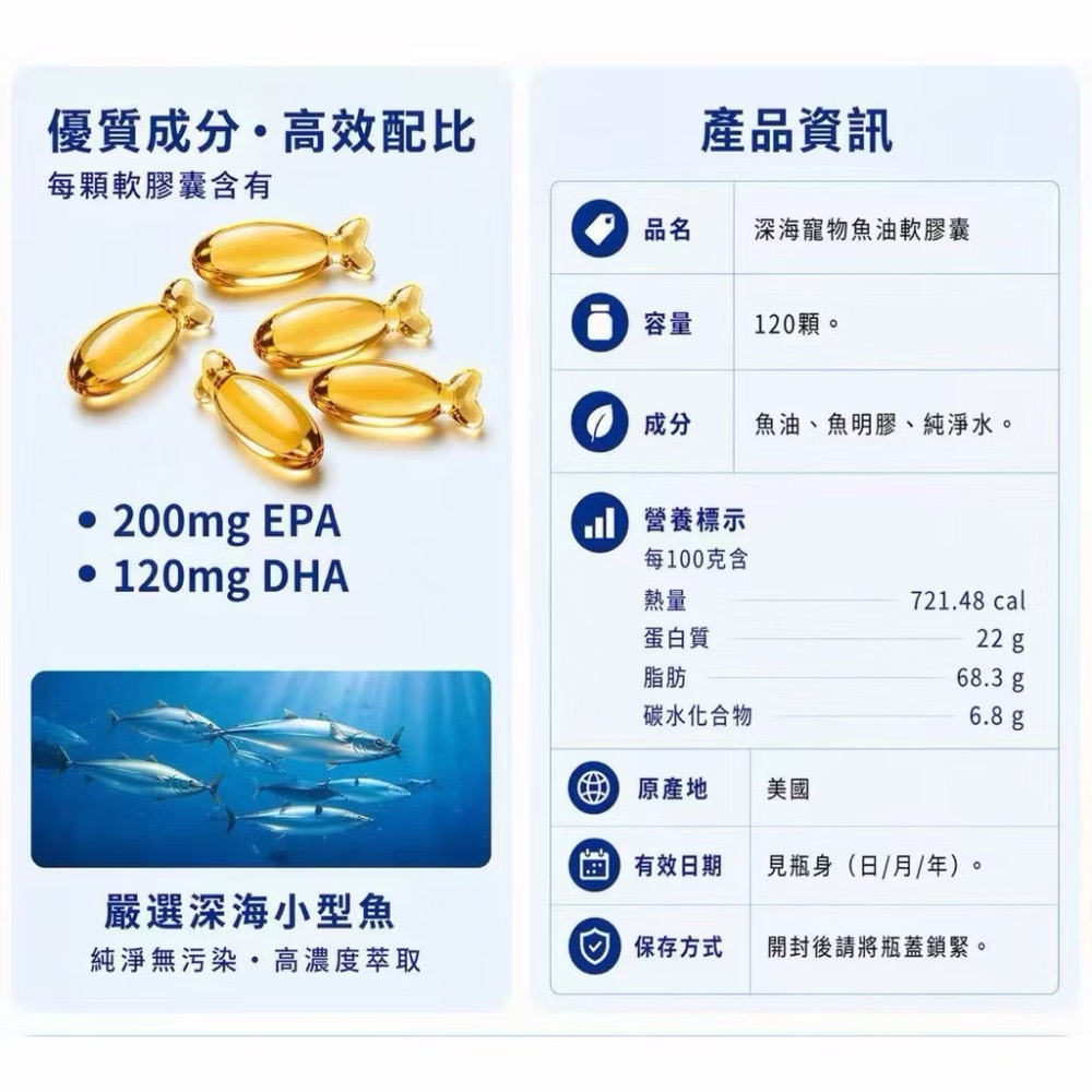 代購寵物魚油貓狗魚油🔥120顆美國原裝Omega-3純寵物魚油｜狗貓適用 獸醫推薦-細節圖2