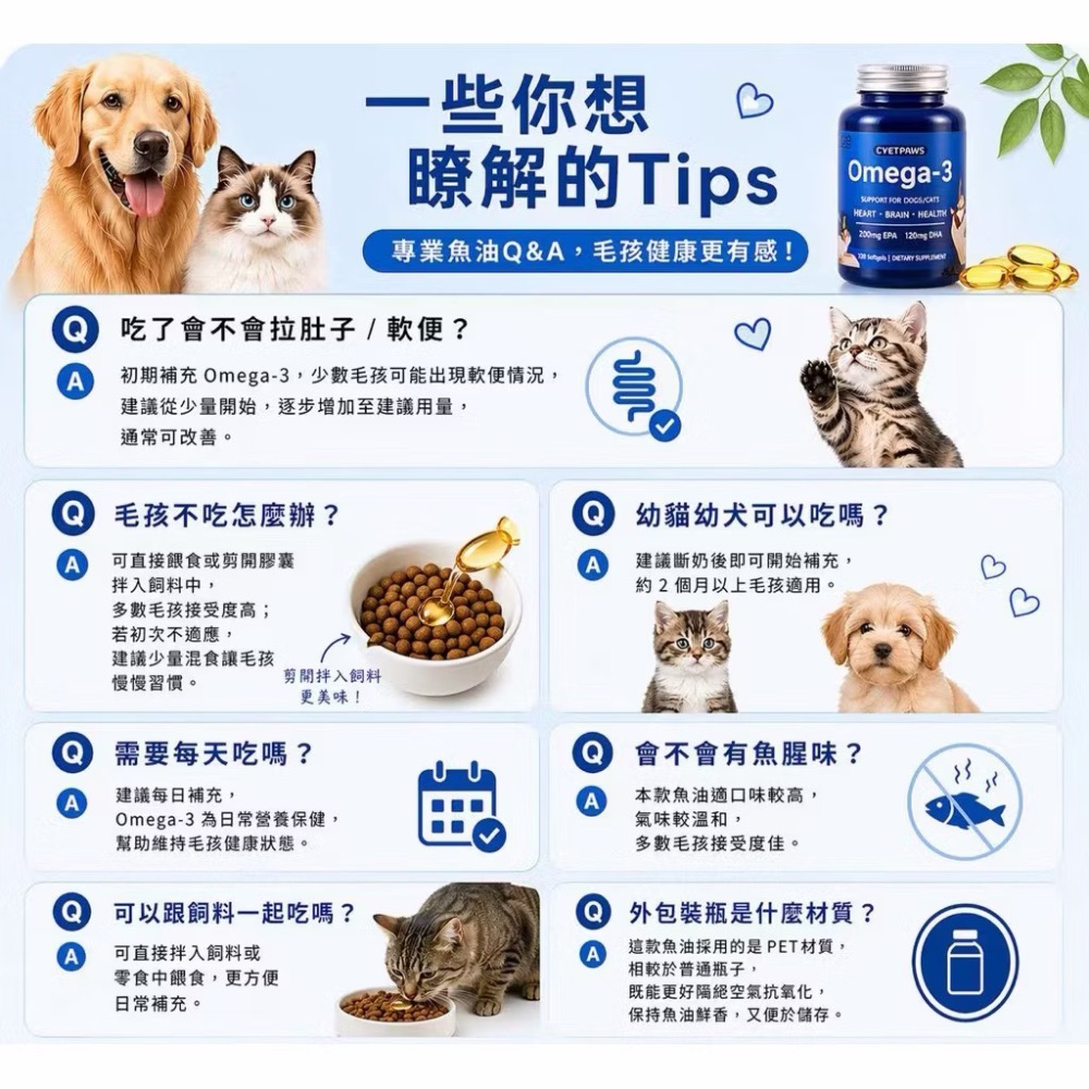 代購寵物魚油貓狗魚油🔥120顆美國原裝Omega-3純寵物魚油｜狗貓適用 獸醫推薦-細節圖3