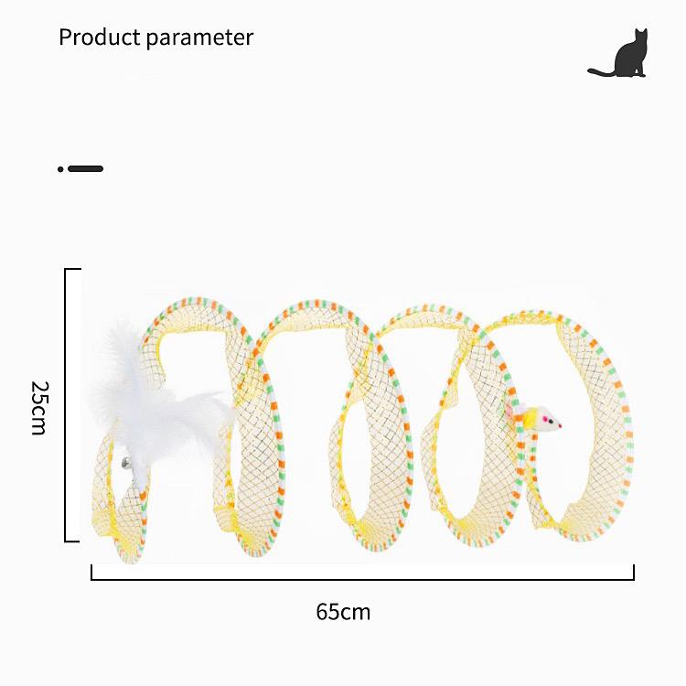 【台灣出貨】貓隧道/寵物玩具/羽毛老鼠/鈴鐺貓咪/解悶逗趣/彈力網/可折疊貓隧道-細節圖4