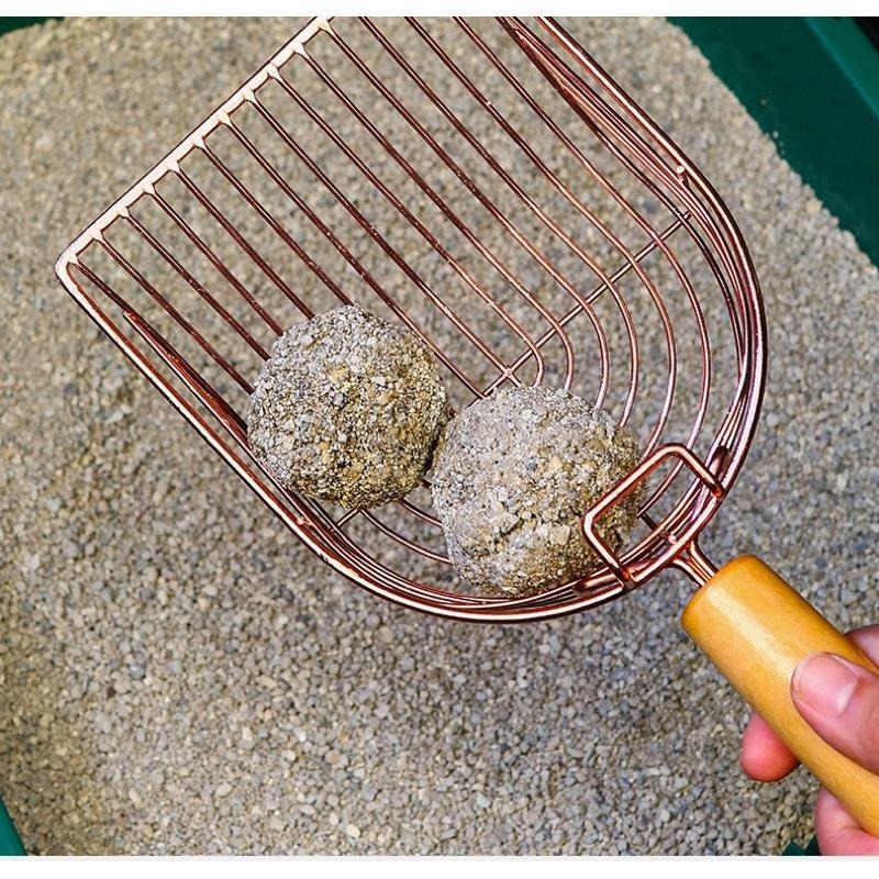 【超棒寵物在台現貨】ig同款低價🔥貓砂鏟 最新代木柄貓砂鏟帶掛鉤貓砂鏟 帶掛鉤金屬貓砂鏟  鏟貓屎神器 大號貓砂鏟-細節圖3