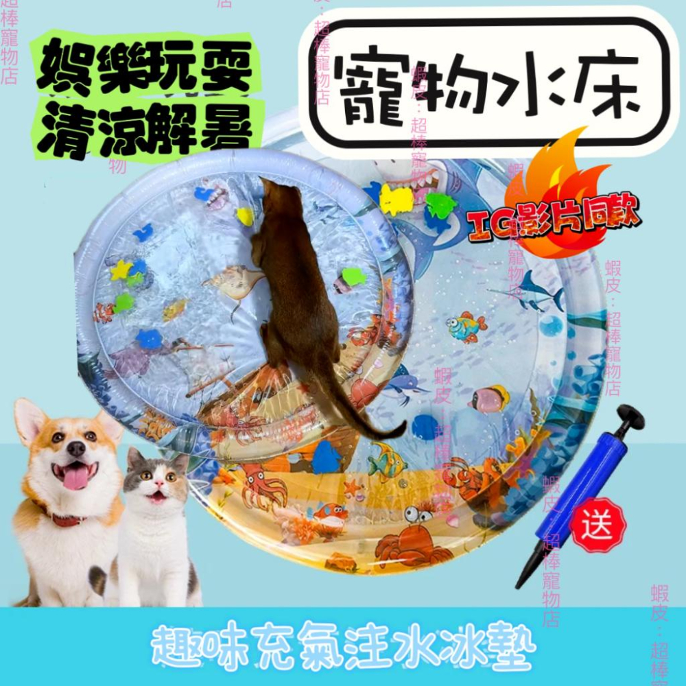【買一送一】送修補貼🔥ig同款🔥仿真小魚寵物水床寵物拍拍冰墊寵物水床冰窩 趣味降暑 貓咪狗狗夏季冰窩 寵物冰墊-細節圖3