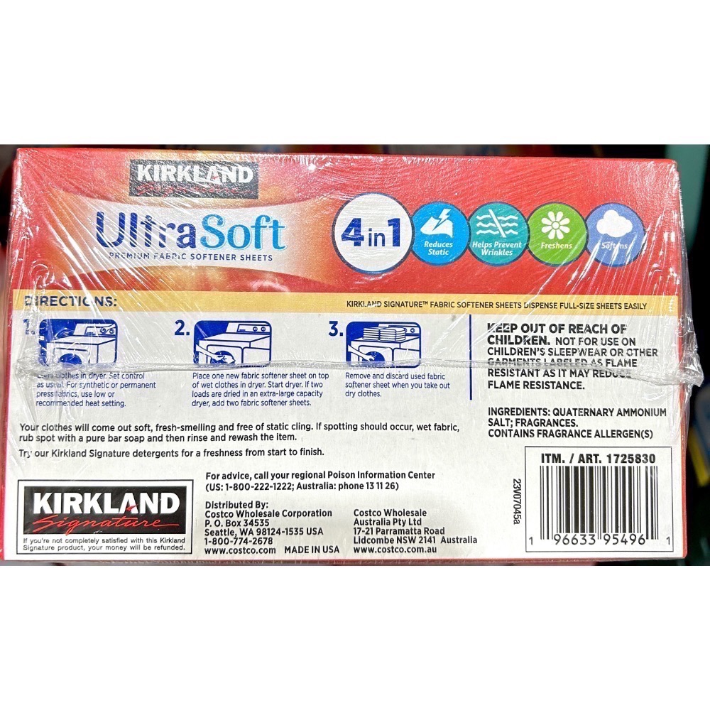 Costco好市多 科克蘭 KIRKLAND 烘衣柔軟去靜電紙 250張x2入 fabric softener-細節圖4