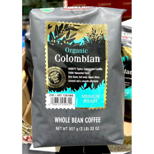 Costco好市多 Kirkland 科克蘭有機哥倫比亞咖啡豆 907公克 USDA organic Colombian