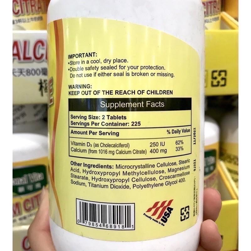 Costco好市多 National Vita 顧可飛 檸檬酸鈣錠 450錠  calcium citrate-細節圖3