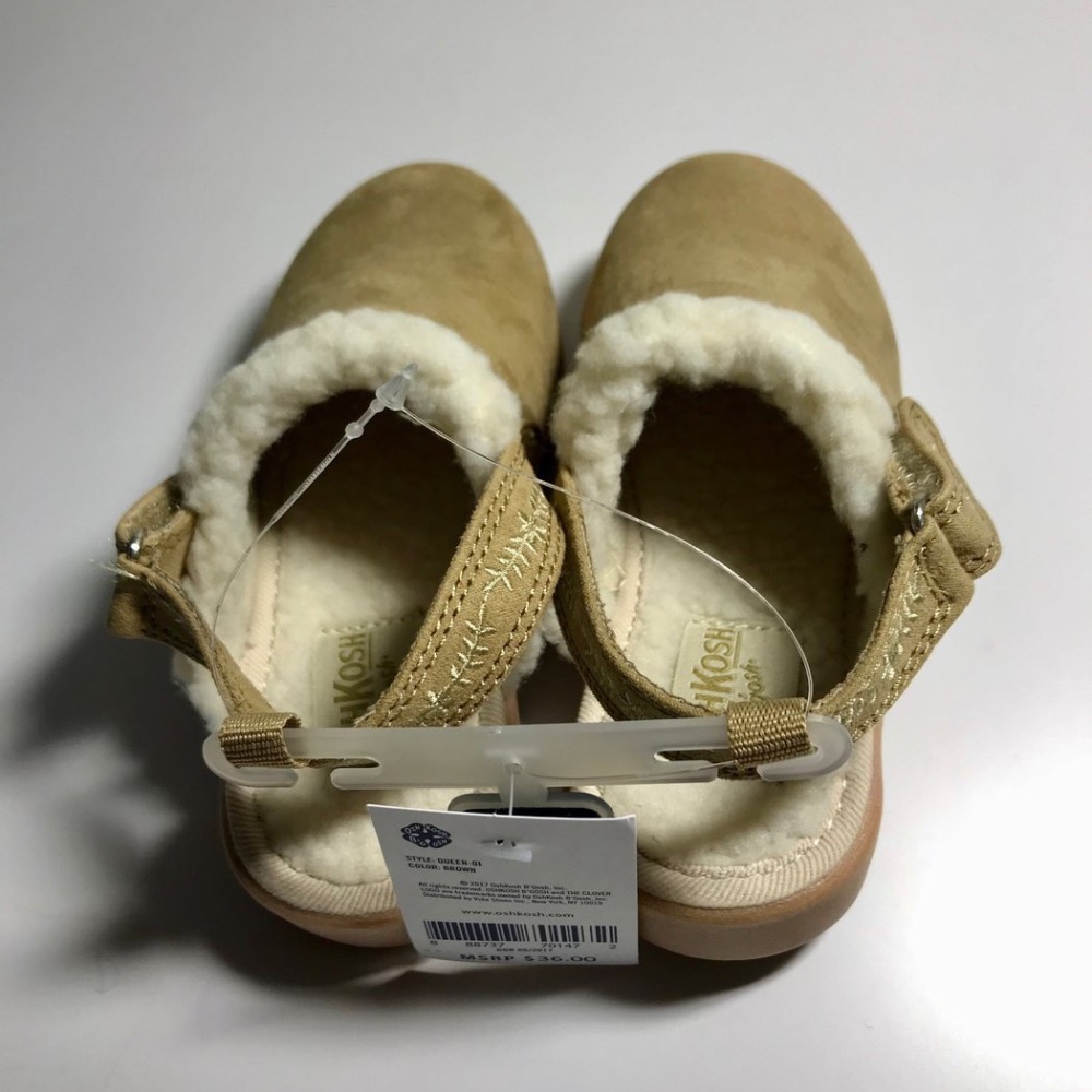 全新正品現貨OshKosh淺褐色雪帕絨保暖輕便鞋拖鞋涼鞋 9號-細節圖3