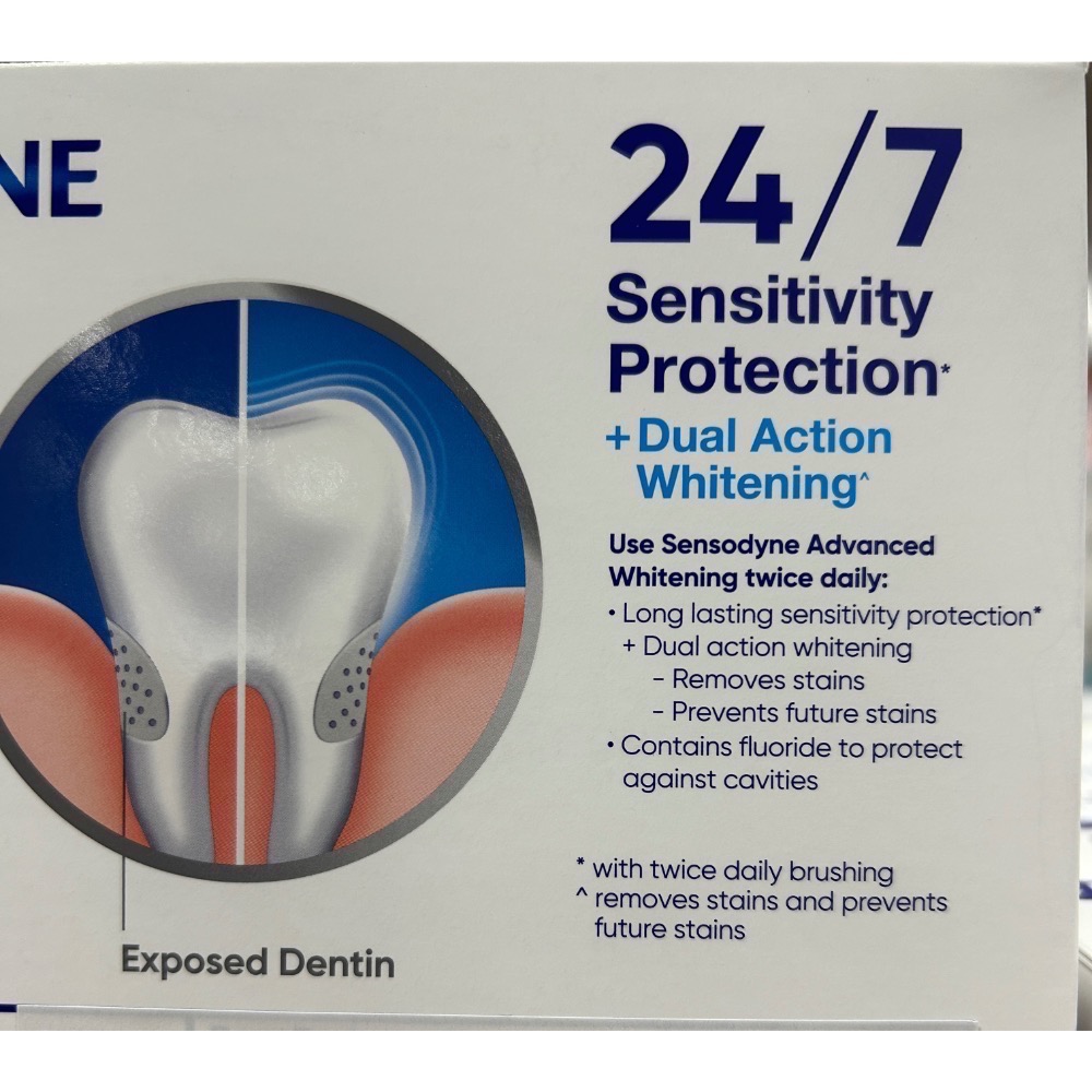 Costco好市多 SENSODYNE 舒酸定 長效抗敏牙膏 進階亮白配方 184公克 X 4入 toothpaste-細節圖4