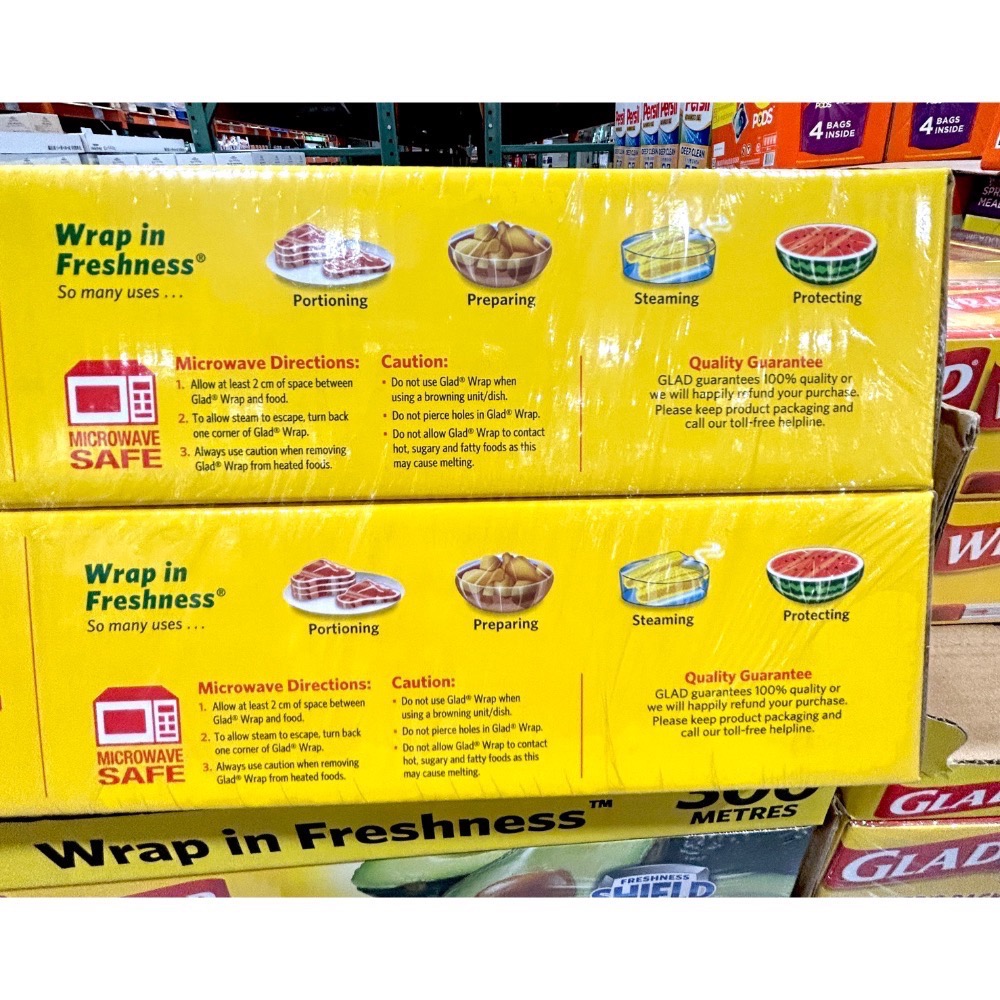 Costco好市多 GLAD PE 保鮮膜 300公尺 X33公分 X2入 Glad press’n seal wrap-細節圖4