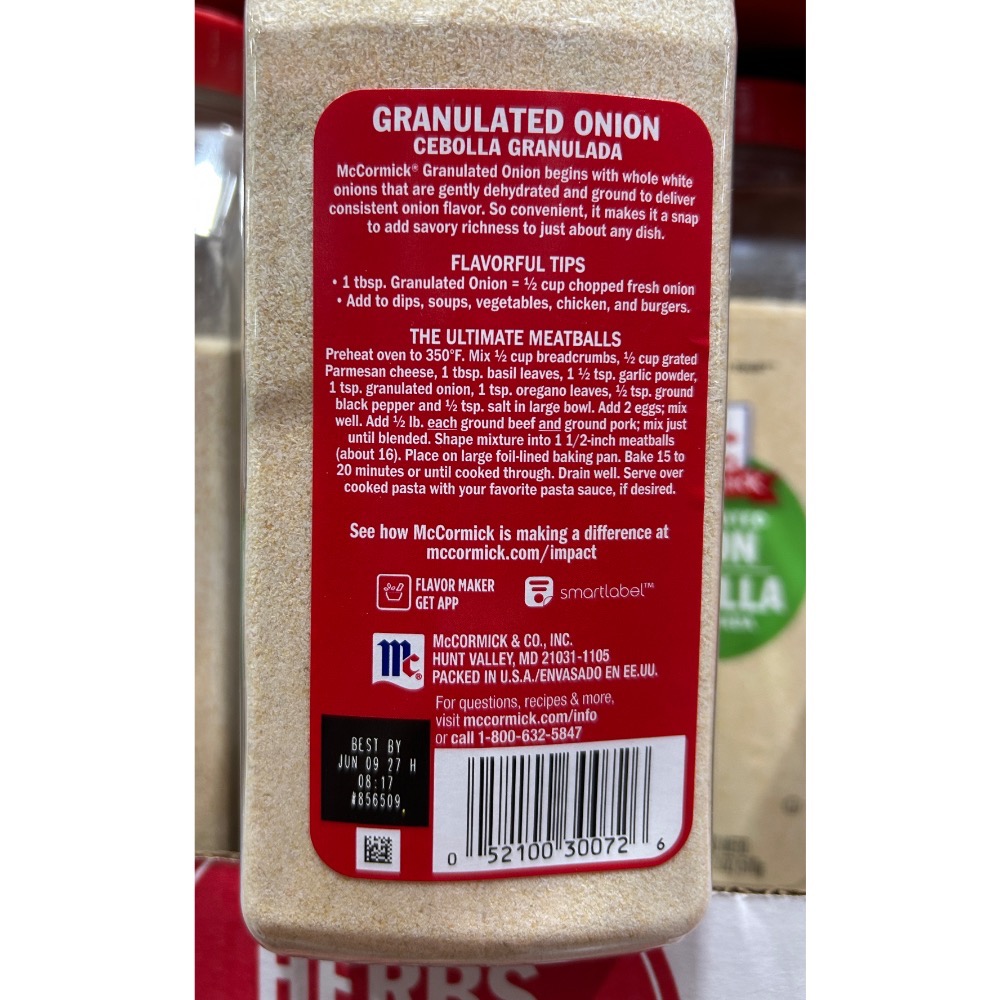 Costco好市多 MCCORMICK 味好美 洋蔥粉 510g granulated onion-細節圖3