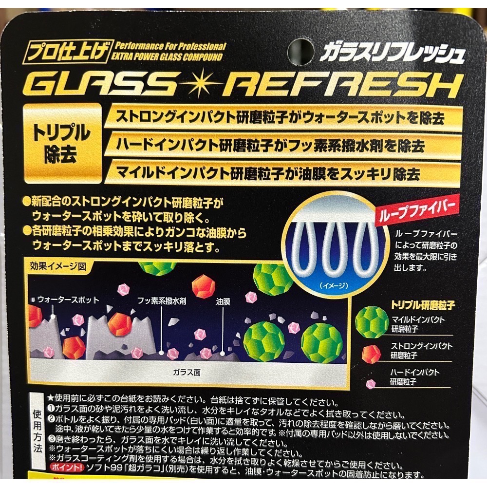 Soft99 玻璃復活劑 80毫升x 1入 防潑水 玻璃驅水 去油去污去漬去垢 Glass Stain Cleaner-細節圖2
