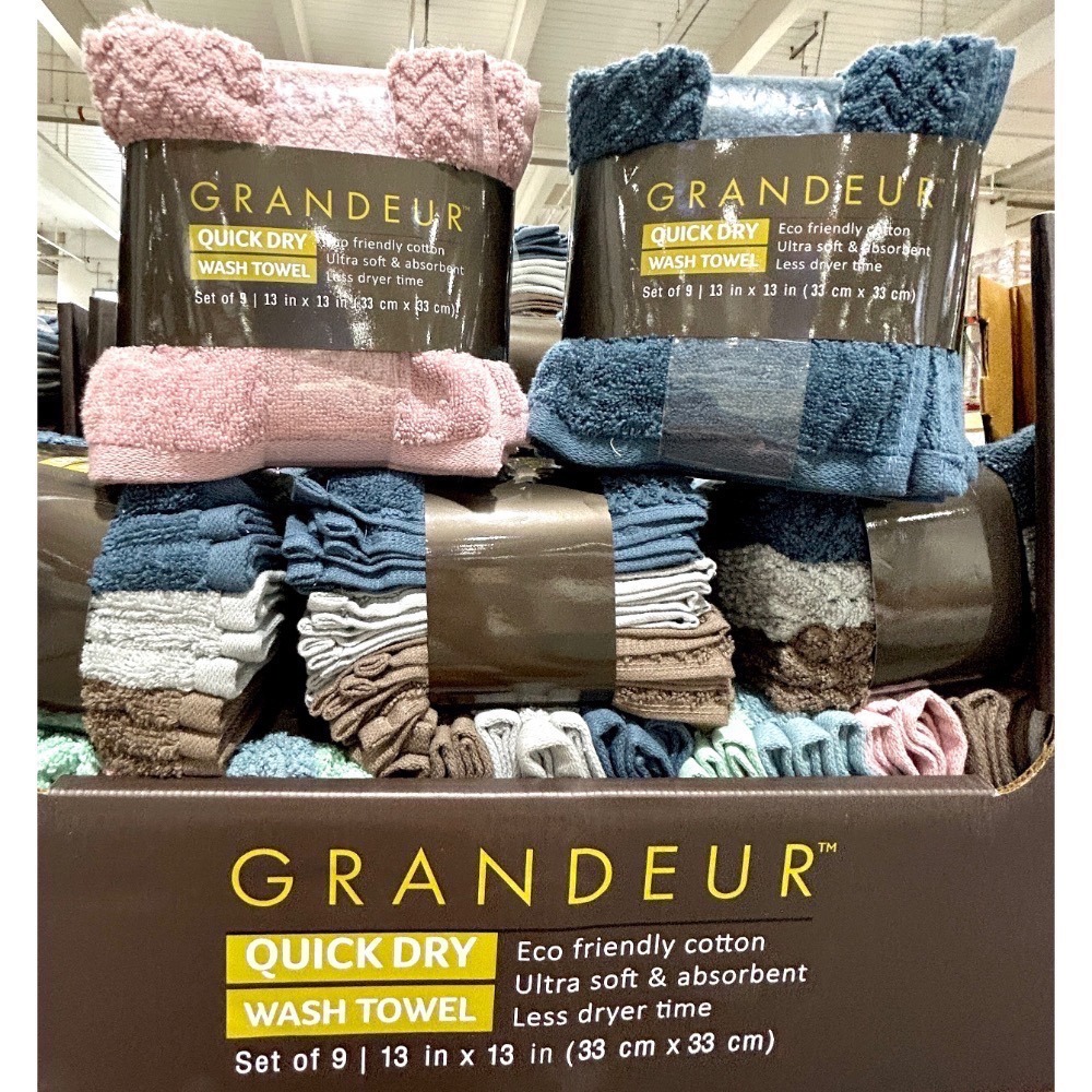 Costco好市多 Grandeur 快乾方巾 九入組 400GSM 33公分 X 33公分-細節圖3