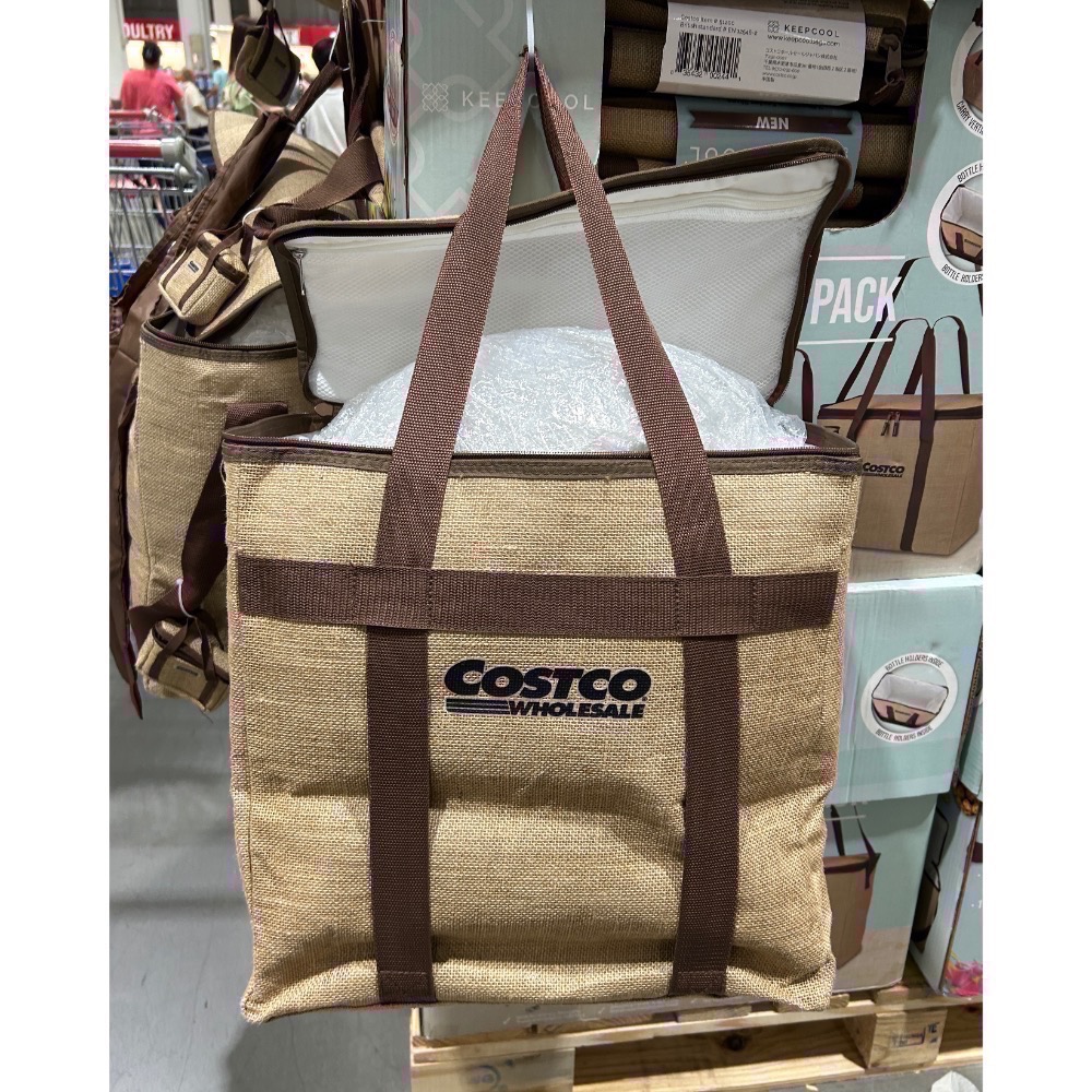 Costco好市多 KeepCool 麻布 保溫 保冷 保冰 購物袋2入+收納式購物袋+鑰匙零錢包 4件組 保冷袋-細節圖3