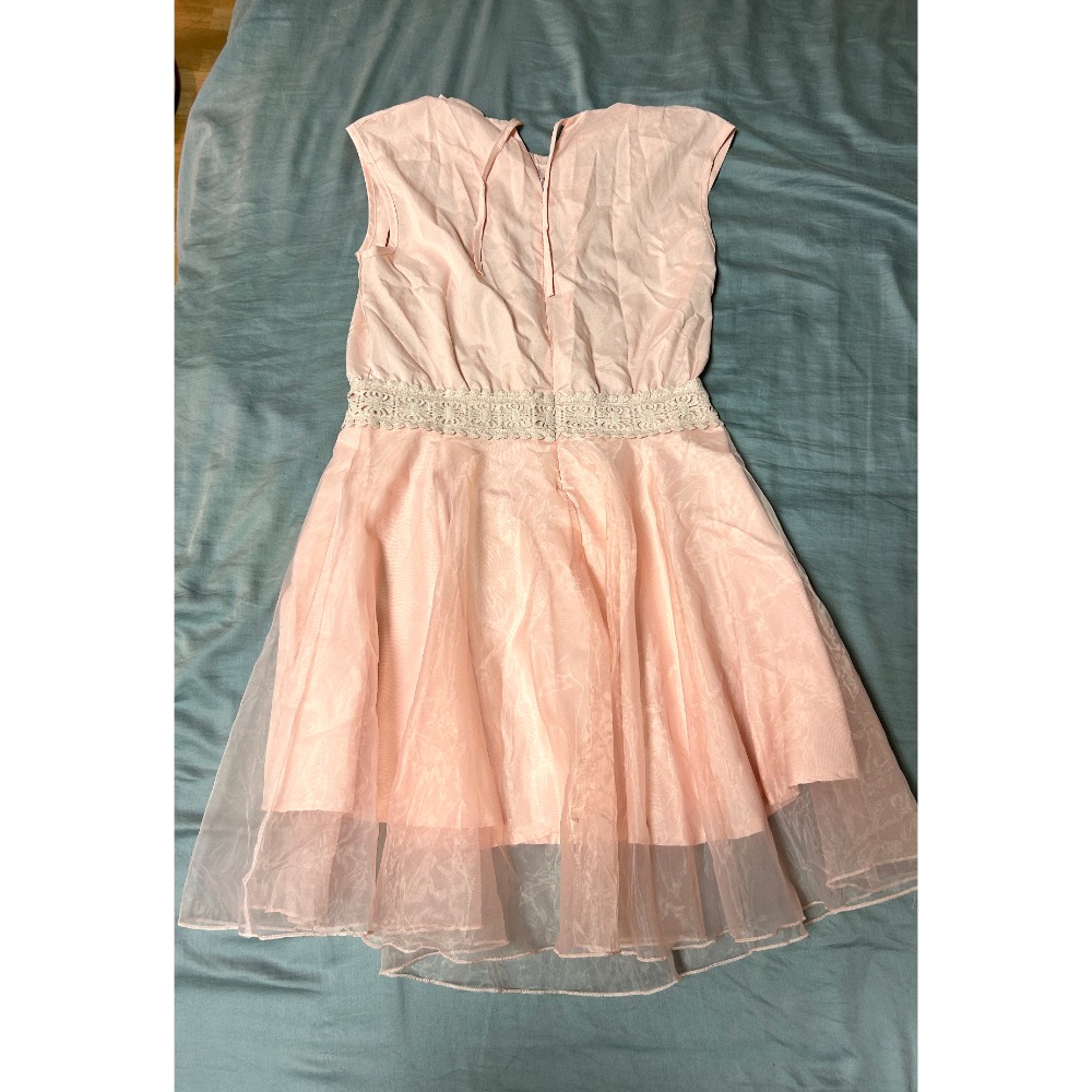 粉紅無袖洋裝 短洋 吃喜酒 宴會洋裝-細節圖2