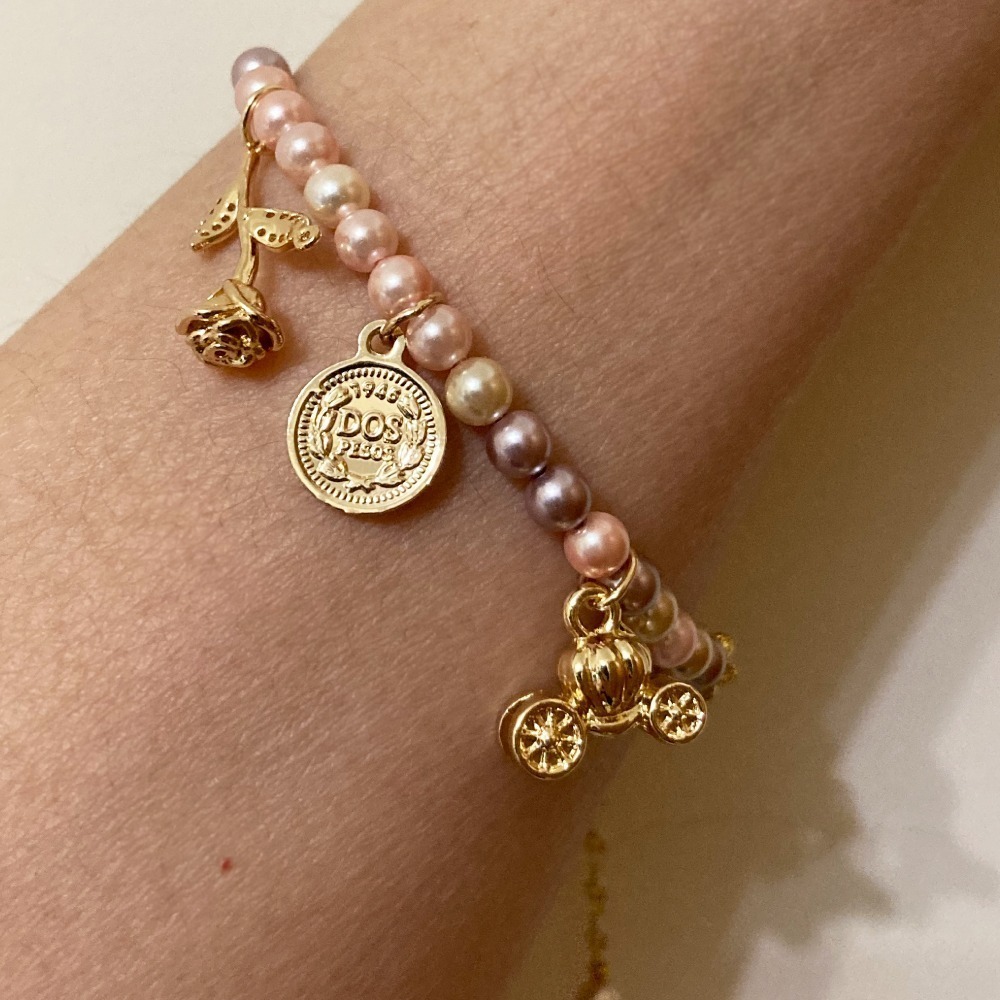 英倫風粉珍珠手鍊-細節圖4