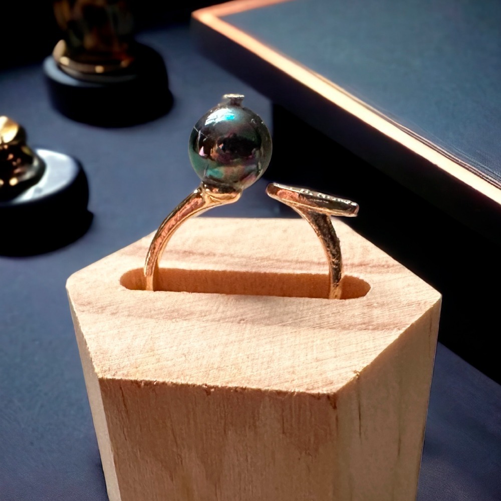 黑珍珠 / 紫水晶 時尚開口經典戒指-細節圖3