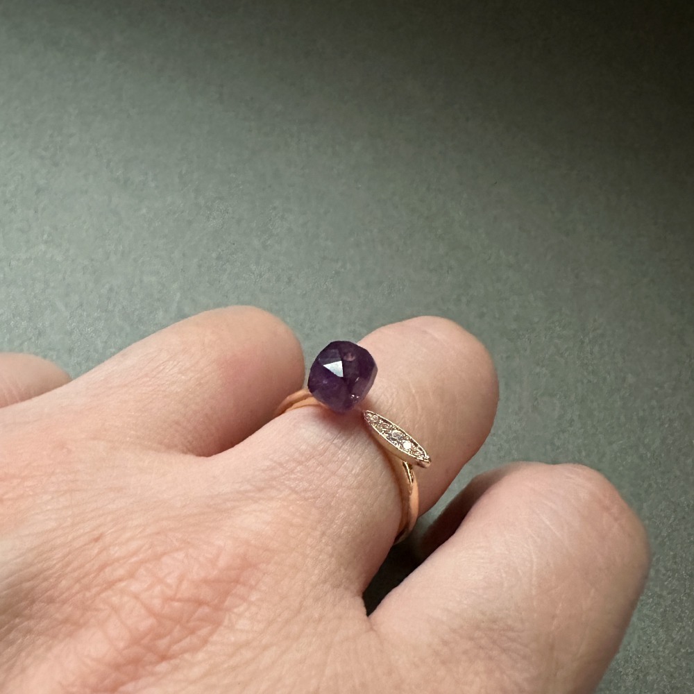 黑珍珠 / 紫水晶 時尚開口經典戒指-細節圖5