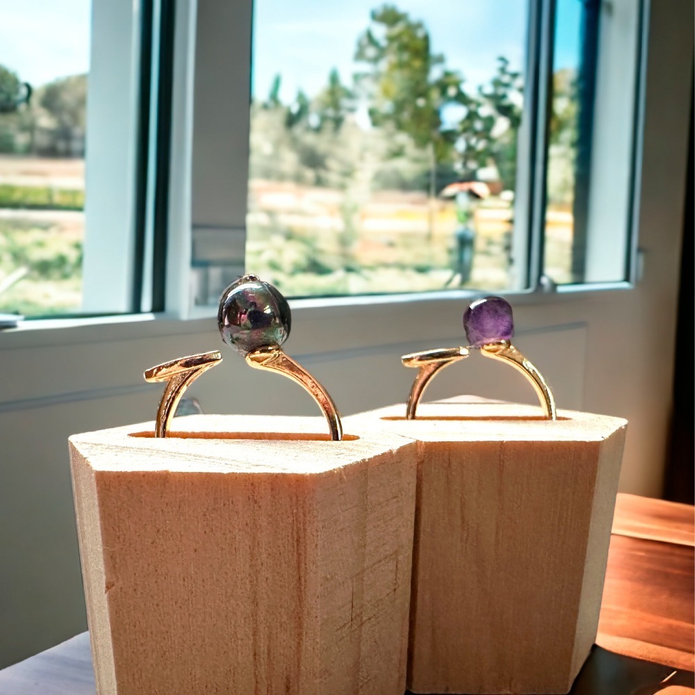 黑珍珠 / 紫水晶 時尚開口經典戒指-細節圖6