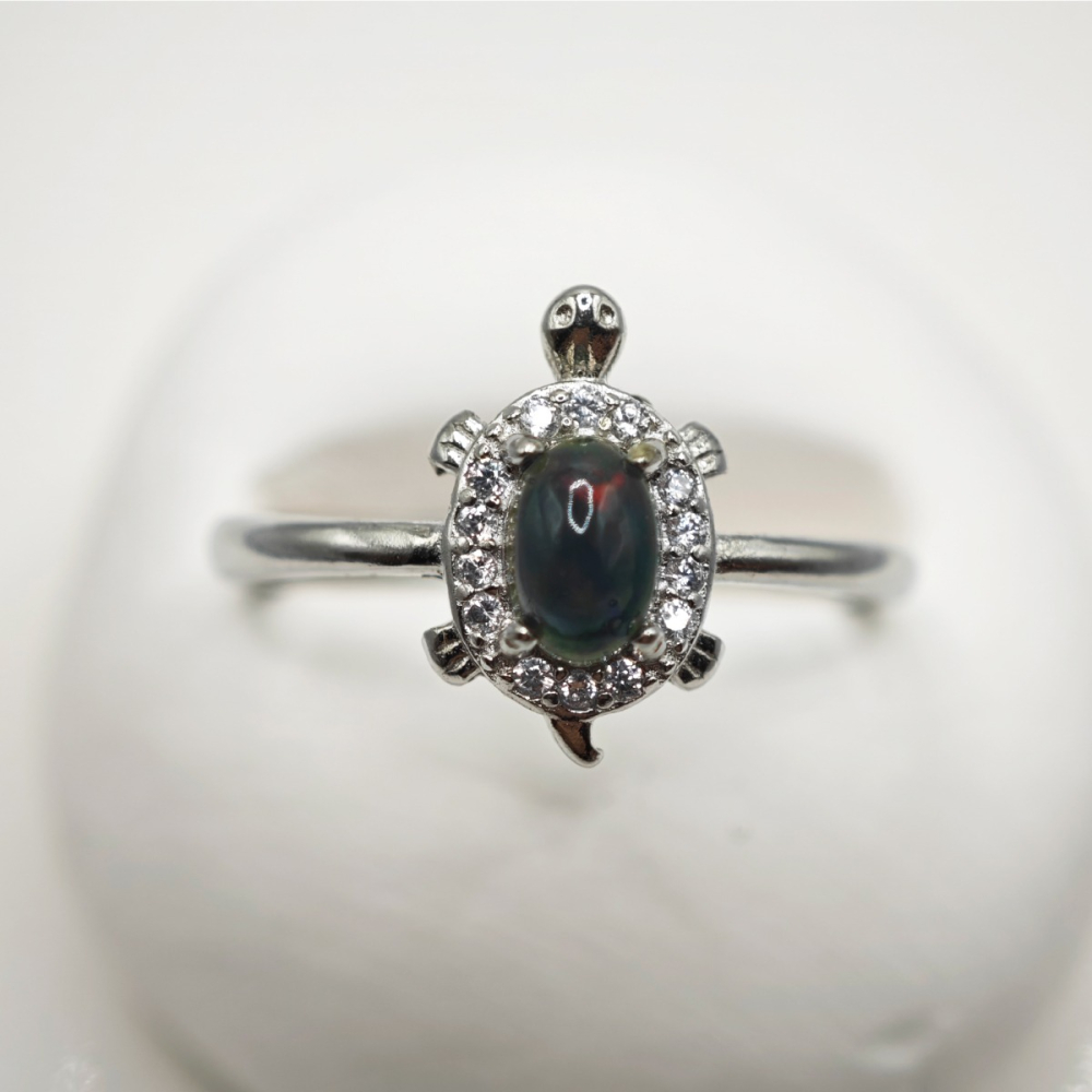 海龜歐泊石純銀戒指-細節圖3