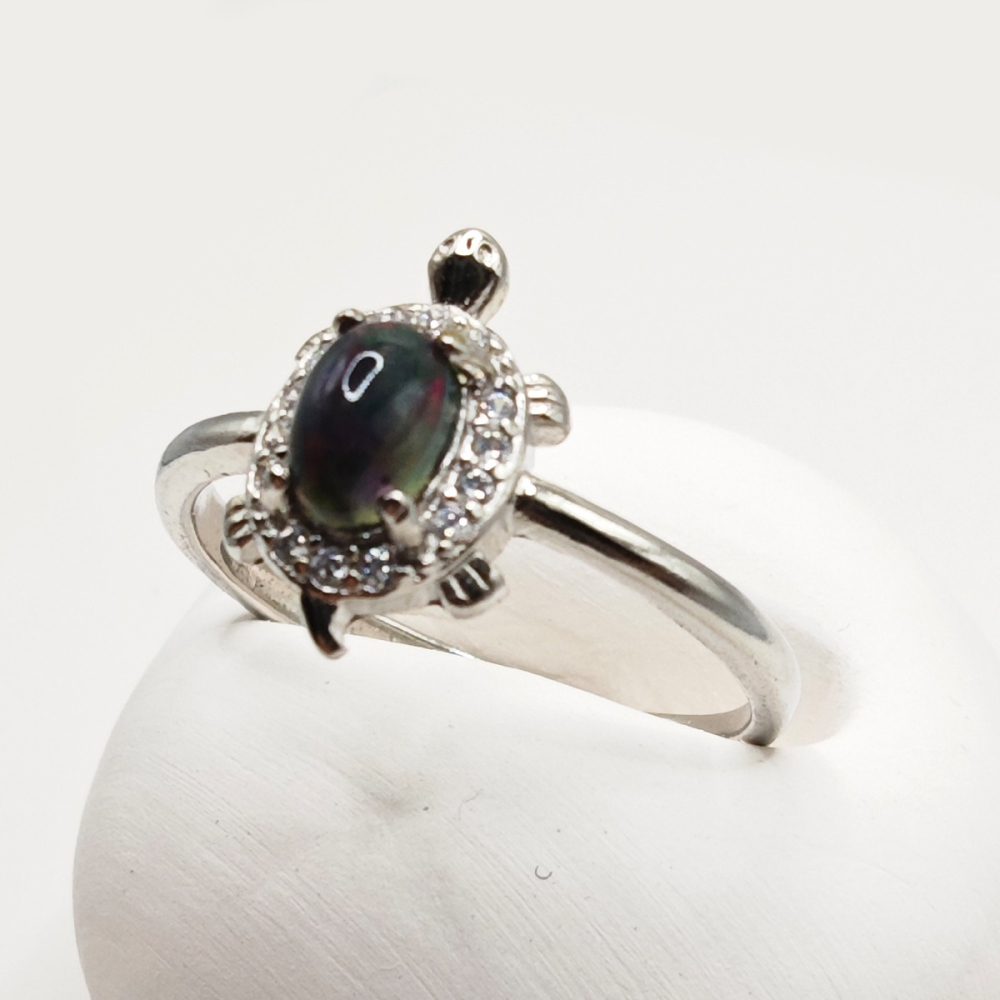 海龜歐泊石純銀戒指-細節圖4