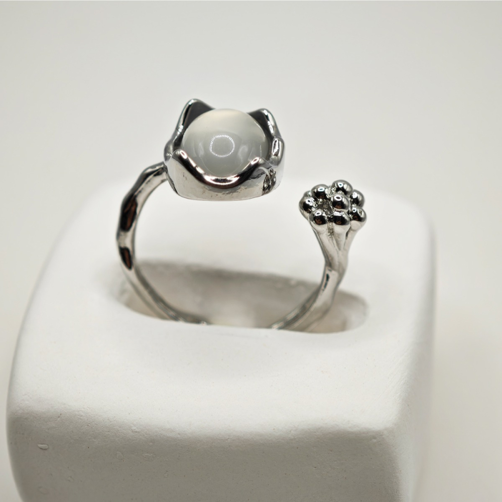 輕奢精緻純貓眼石純銀戒指-細節圖2