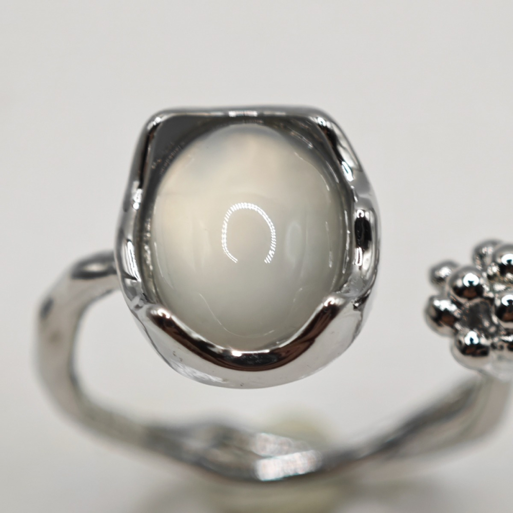 輕奢精緻純貓眼石純銀戒指-細節圖3