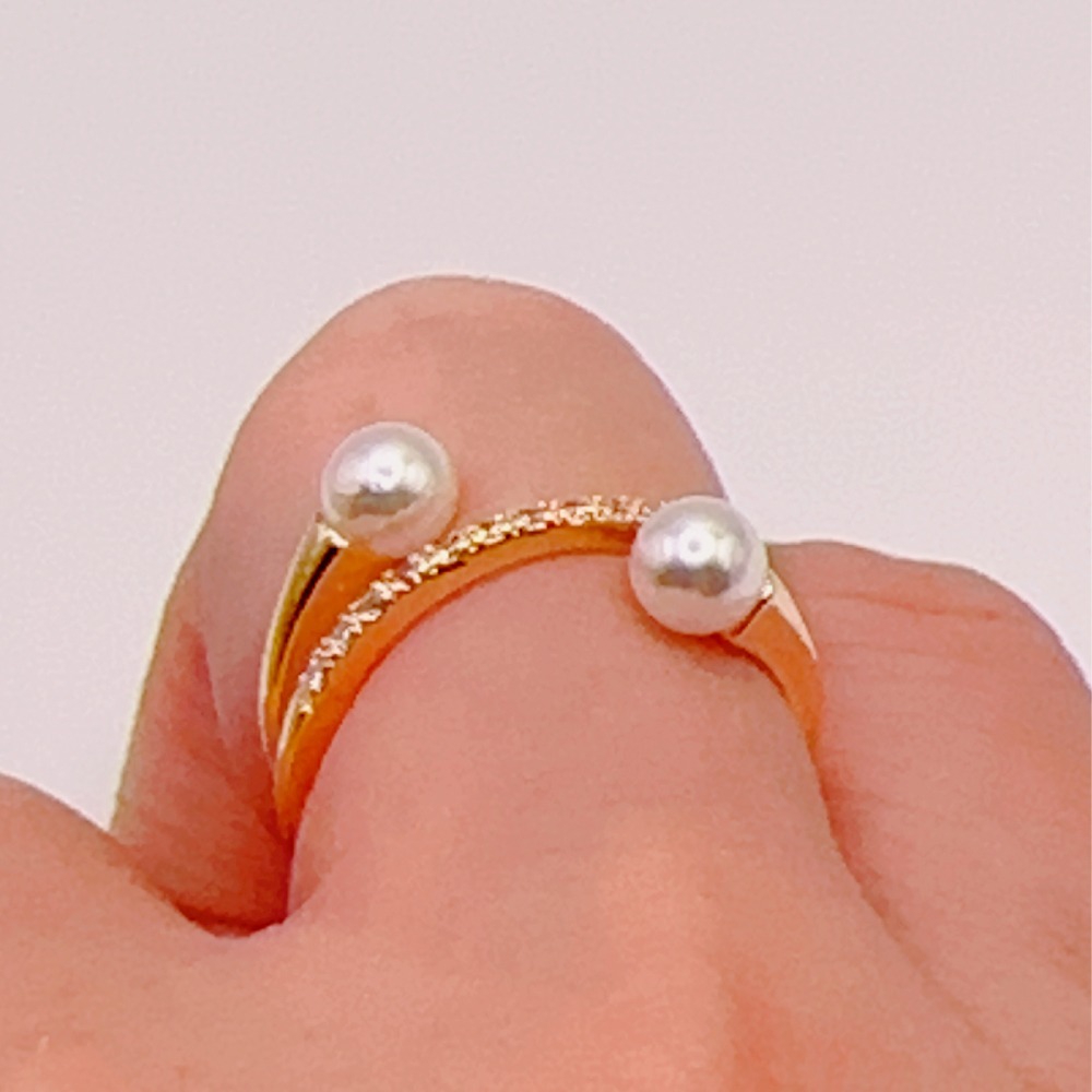簡約個性雙珍珠戒指-細節圖5