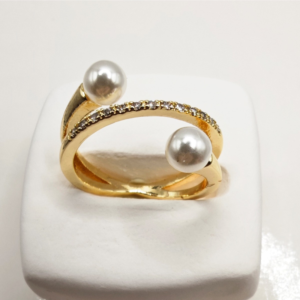 簡約個性雙珍珠戒指-細節圖2