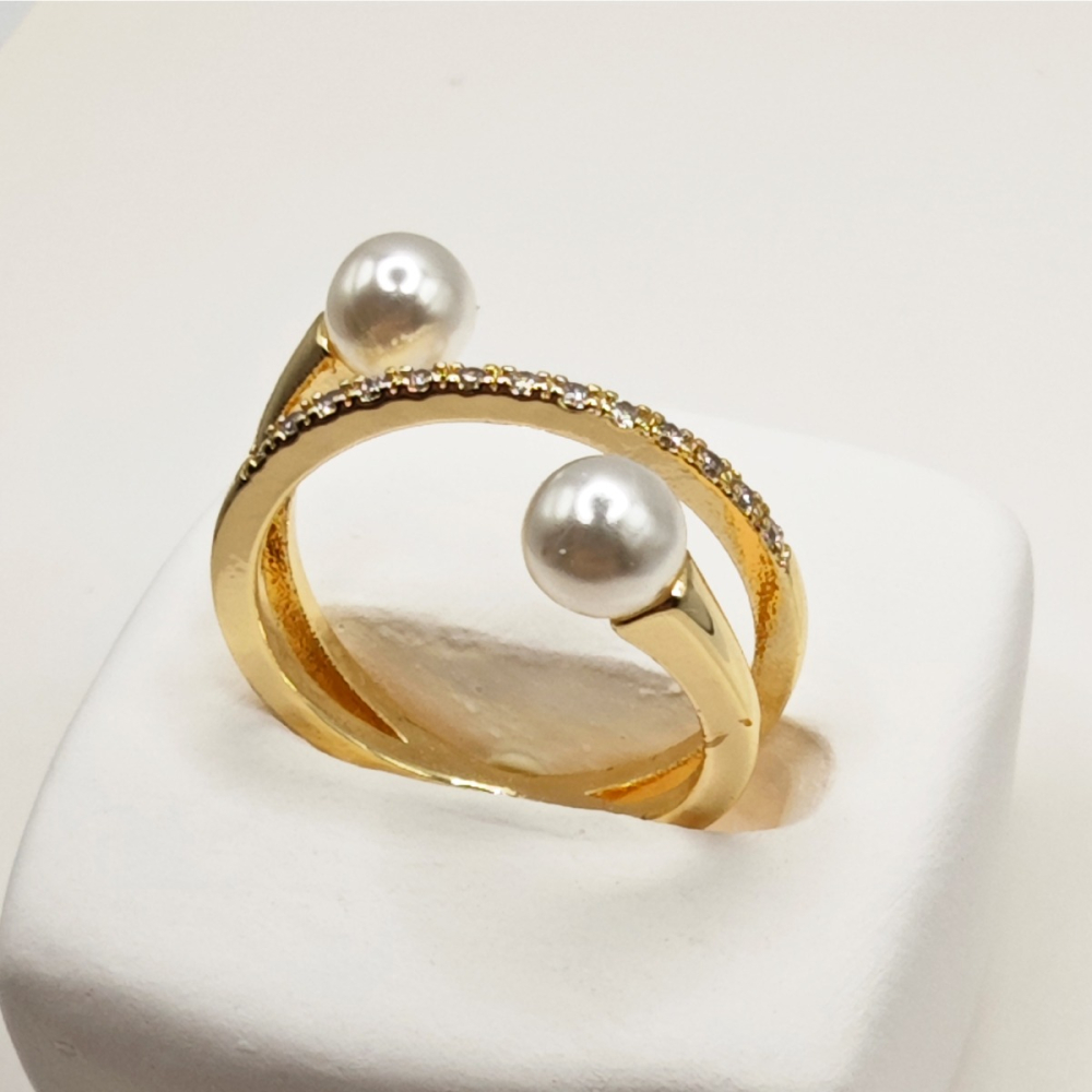 簡約個性雙珍珠戒指-細節圖3