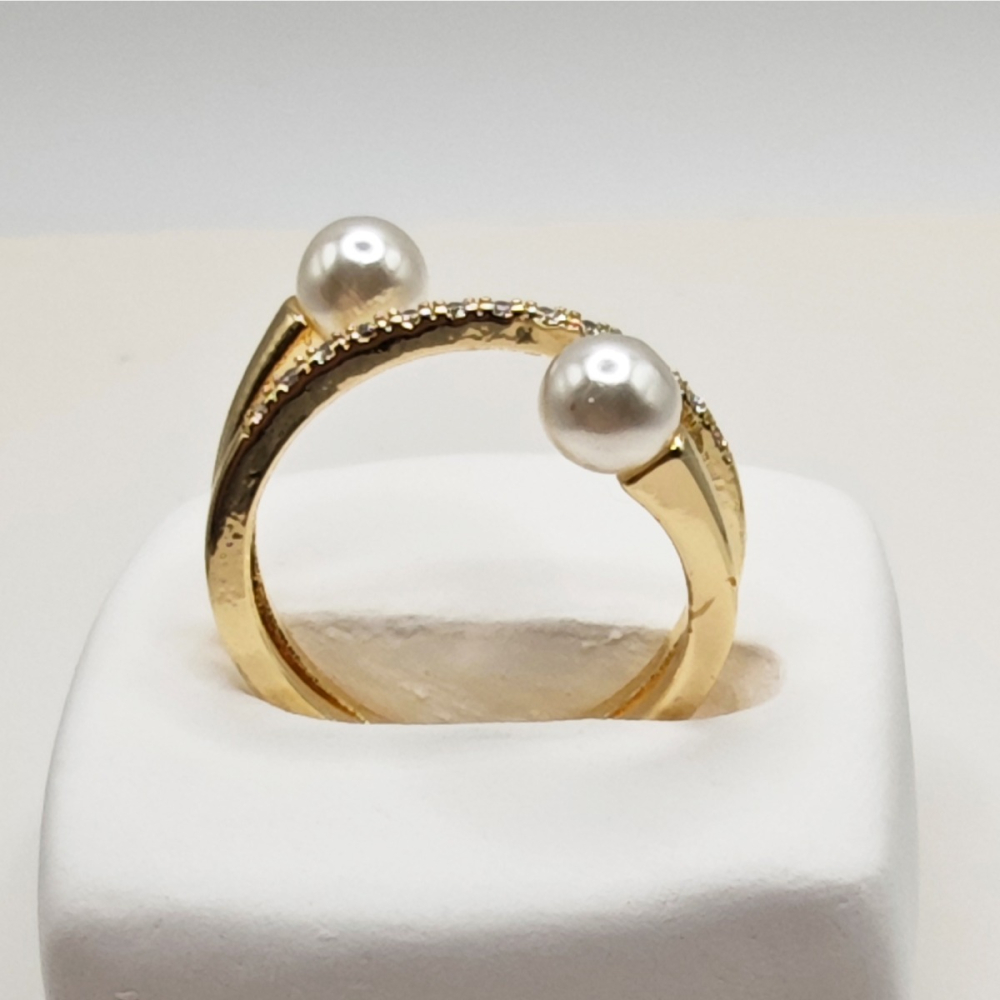簡約個性雙珍珠戒指-細節圖4