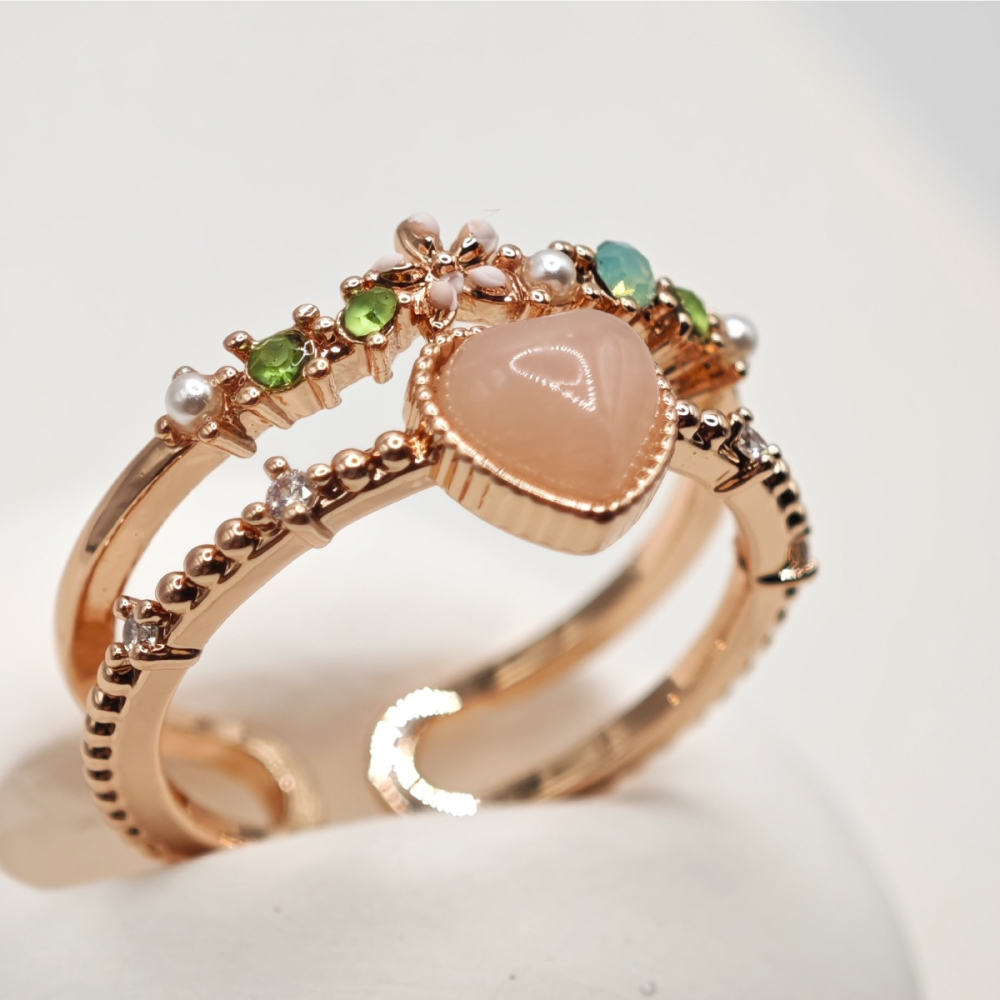 粉晶心型戒指-細節圖2