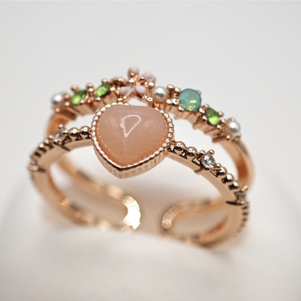 粉晶心型戒指-細節圖3