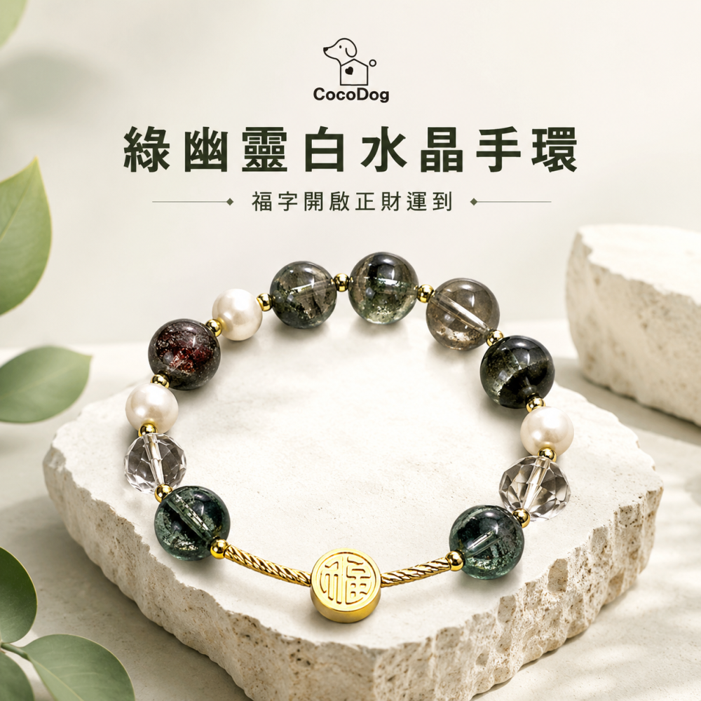 串福綠幽靈水晶手鍊-細節圖4
