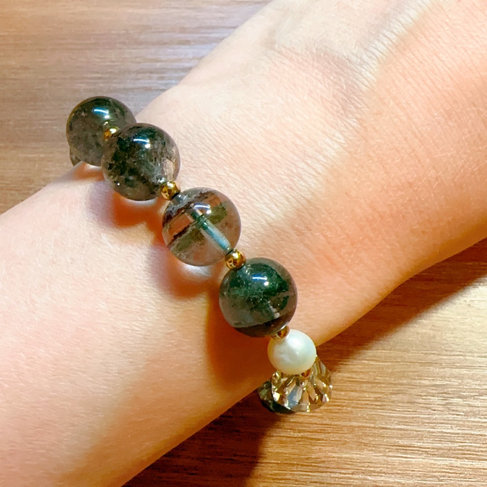 串福綠幽靈水晶手鍊-細節圖3