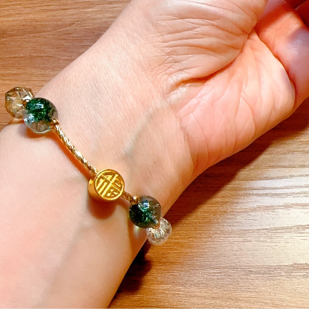 串福綠幽靈水晶手鍊-細節圖5