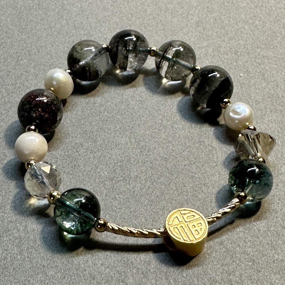 串福綠幽靈水晶手鍊-細節圖6