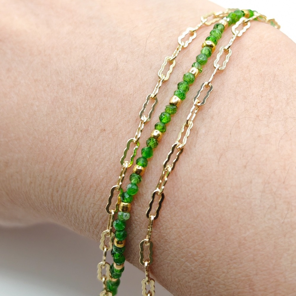 天然綠碧璽金輝水晶手鍊-細節圖2