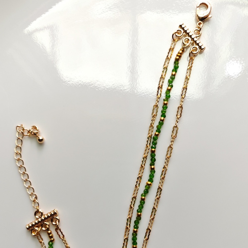 天然綠碧璽金輝水晶手鍊-細節圖3