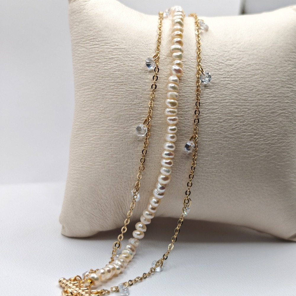 天然珍珠輕舞水鑽手鍊-細節圖3