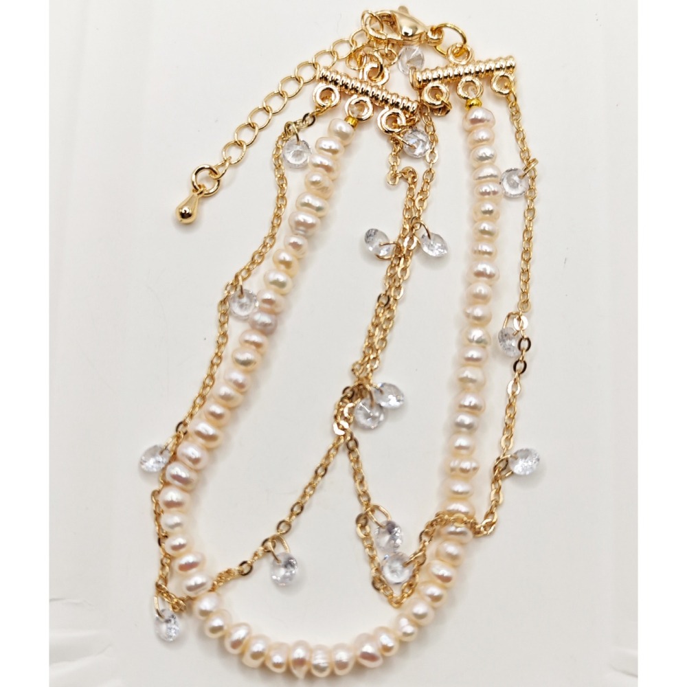 天然珍珠輕舞水鑽手鍊-細節圖4