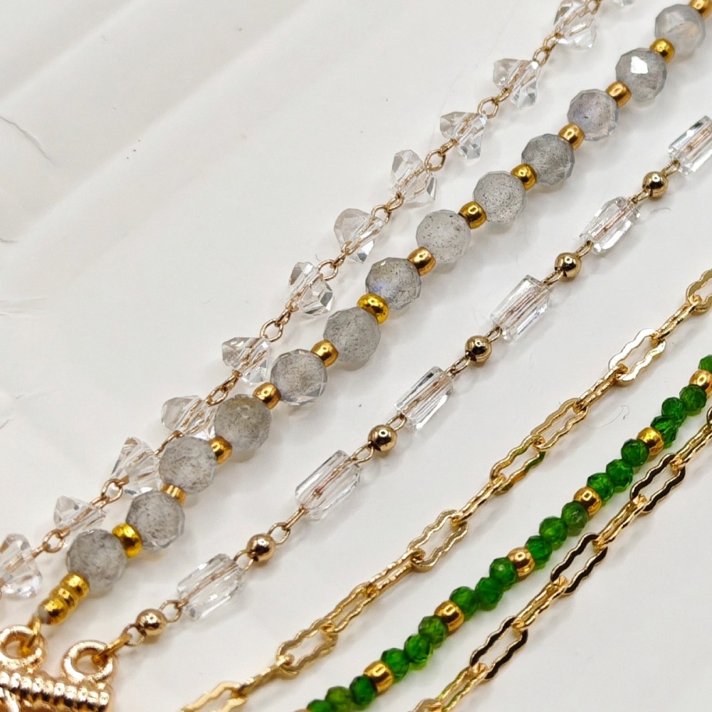 天然藍灰月光石水晶手鍊-細節圖4