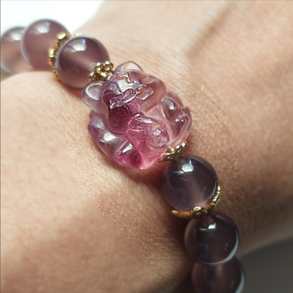 九尾狐紫煙晶天然水晶手鍊-細節圖2