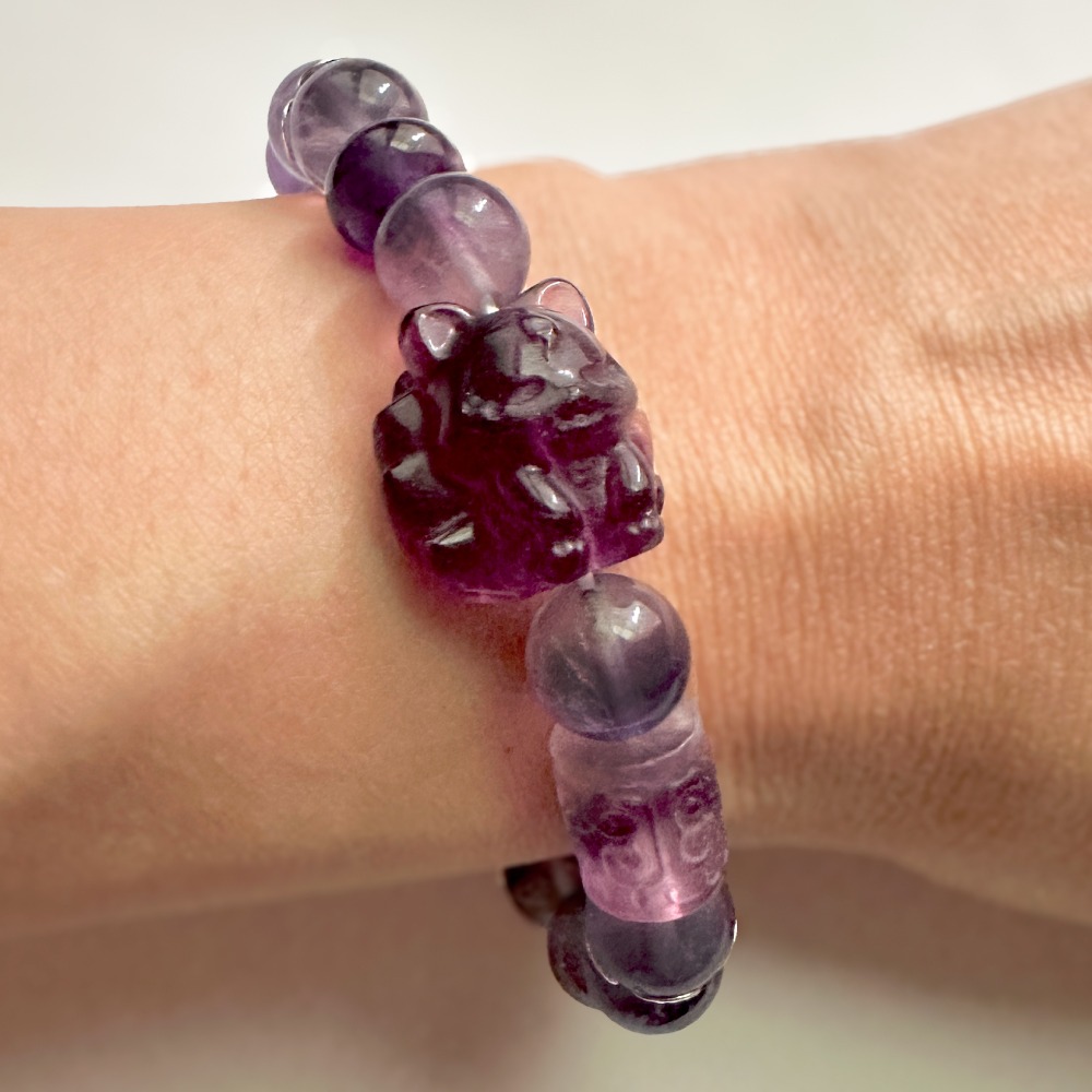 九尾狐貴人緣漸層紫瑩石水晶手鍊-細節圖3